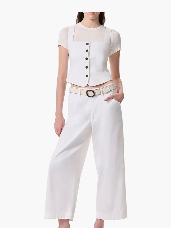 rag & bone Tops - NWT Rag & Bone Mariana Button Front Linen Vest White Square Neck Cropped Size 14